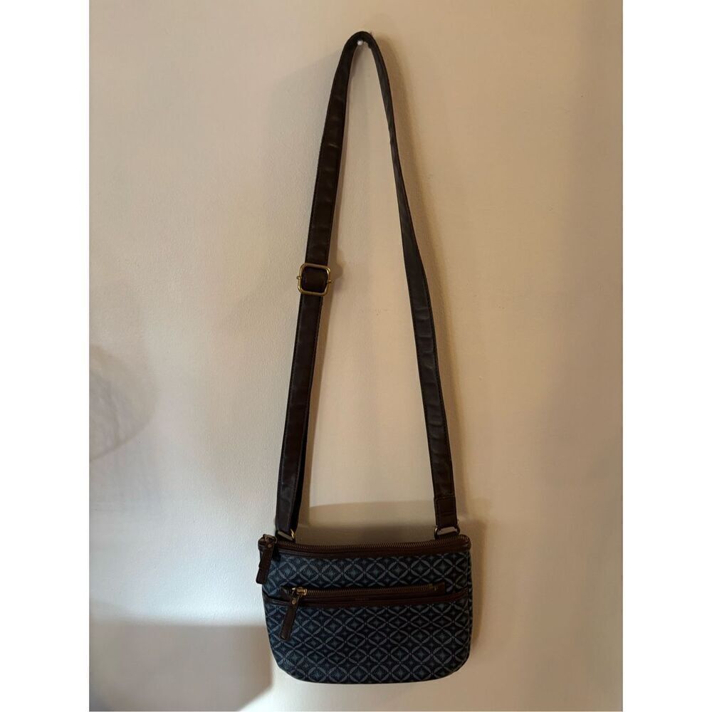 Fossil Navy Blue & Brown Crossbody Bag